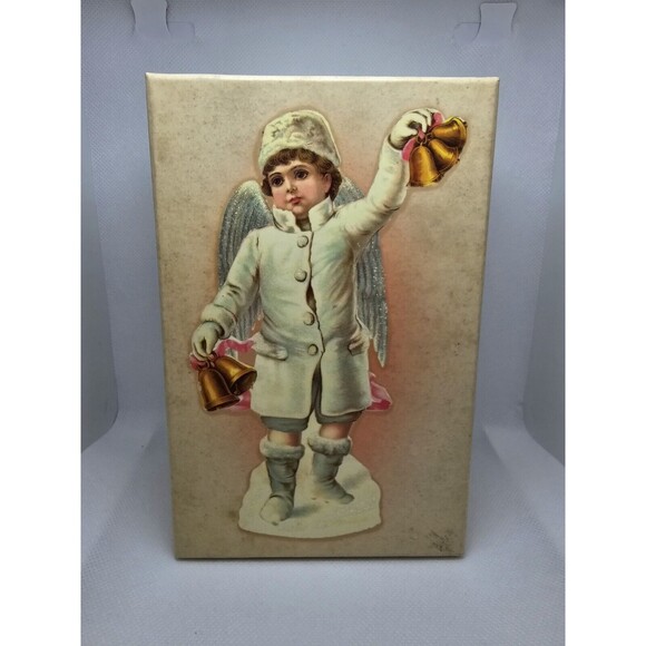 Costco Porcelain Angel Christmas Ornament Girl Holding Bells Vintage - Picture 1 of 3